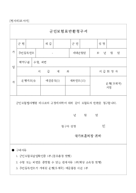군인보험료반환청구서 군인보험료반환청구서
